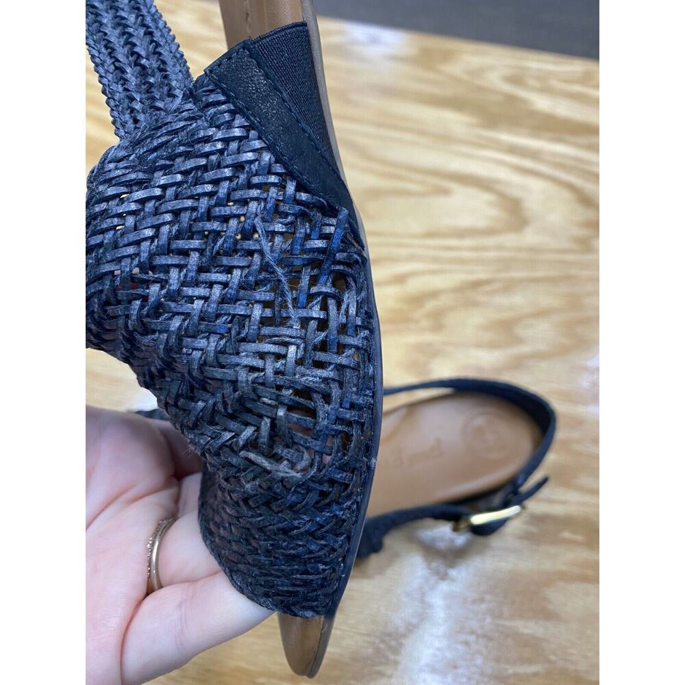 Paul Green Helena Woven Sandals Women's 9.5 Blue Leather Slip-On Shoes S70 - Picture 5 of 9